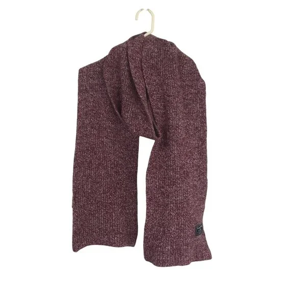 Abercrombie & Fitch Marled Burgundy Wool Blend Winter Scarf - Picture 3 of 7